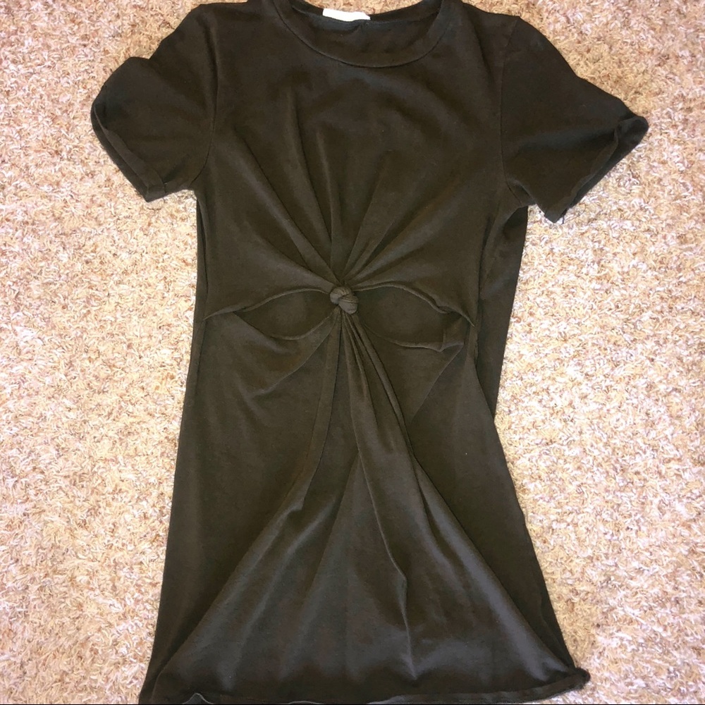 Army green cut out dress